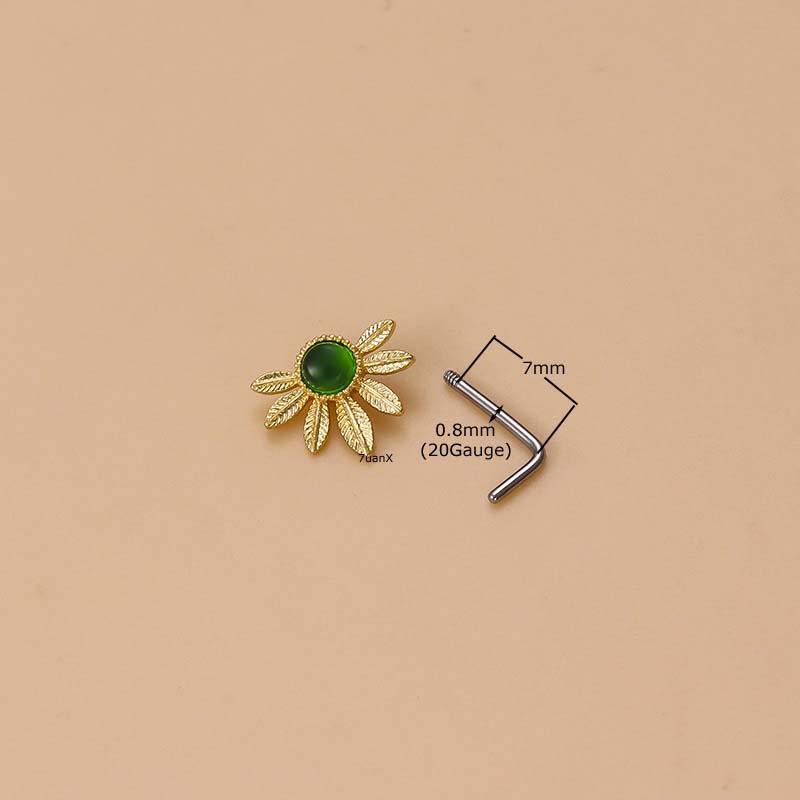 1pc Anting Tindik Hidung Bentuk L 20 Gage Bahan Tembaga Hias Zircon