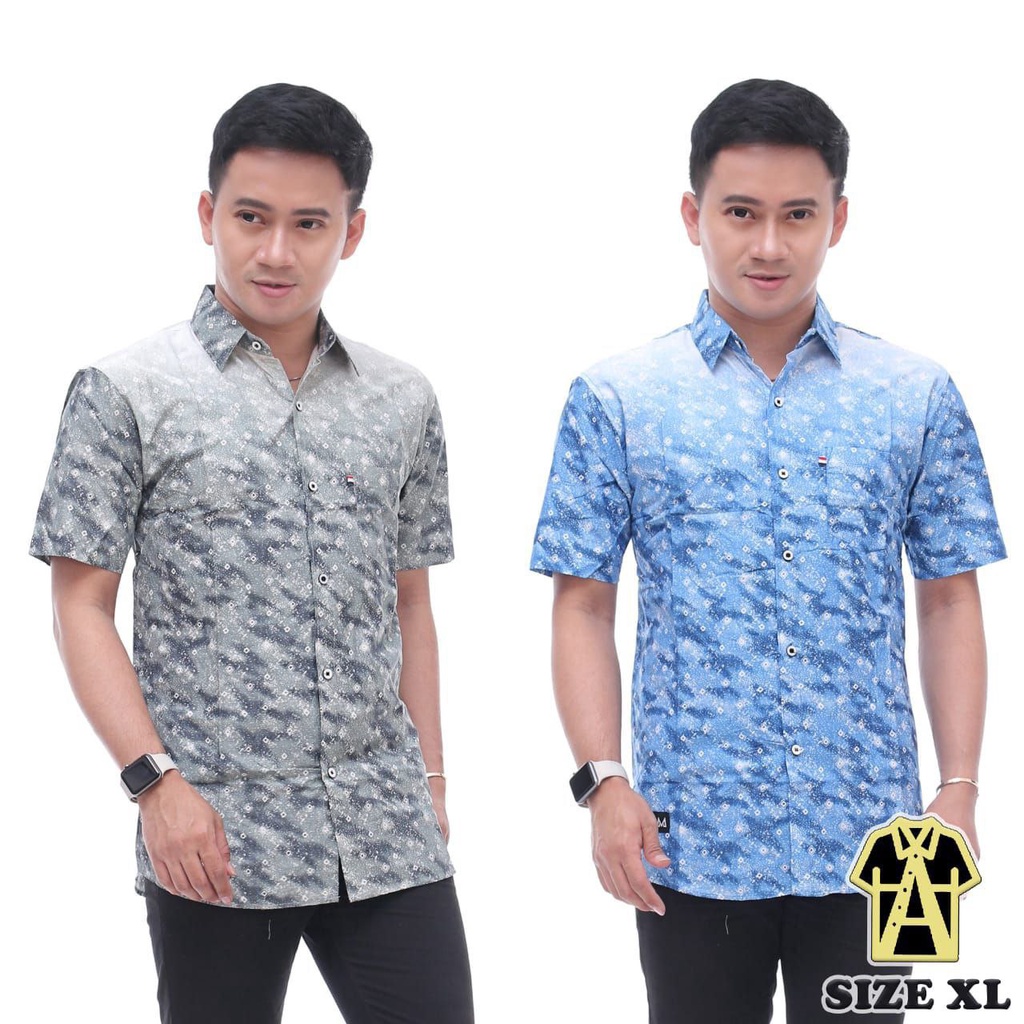 Kemeja Surfing Pria Santai Lengan Pendek Cowok Premium Distro Katun Print Motif Kemeja Pantai