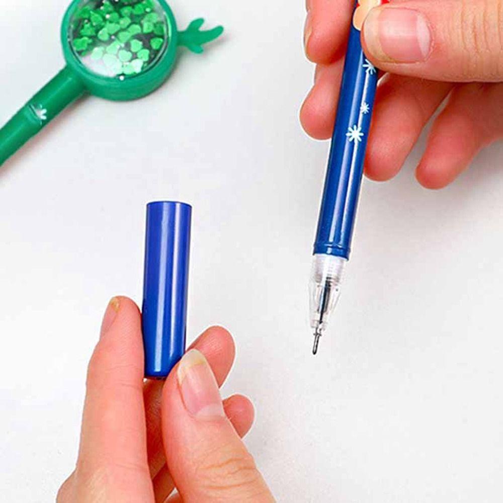 Lanfy Natal Gel Pulpen Tanda Tangan Pena Perlengkapan Sekolah Anak Hadiah Menulis Pulpen Elk Sequin Hitam 0.5mm Pen Penandatanganan