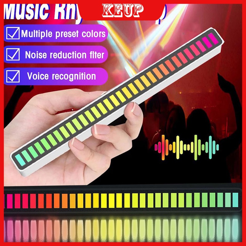 Strip Warna LED D09-RGB Dengan Lampu Indikator Audio Spektrum Kontrol Suara Musik Pickup