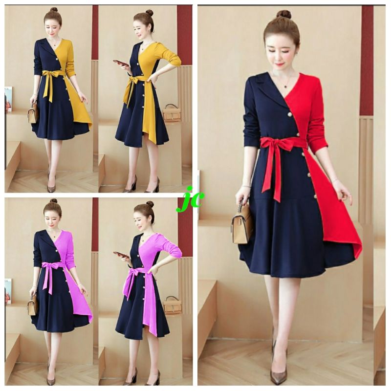 JCTK - Dres Rainsa / Dress Elegant Wanita Terbaru / Dress Korean Style Kekinian