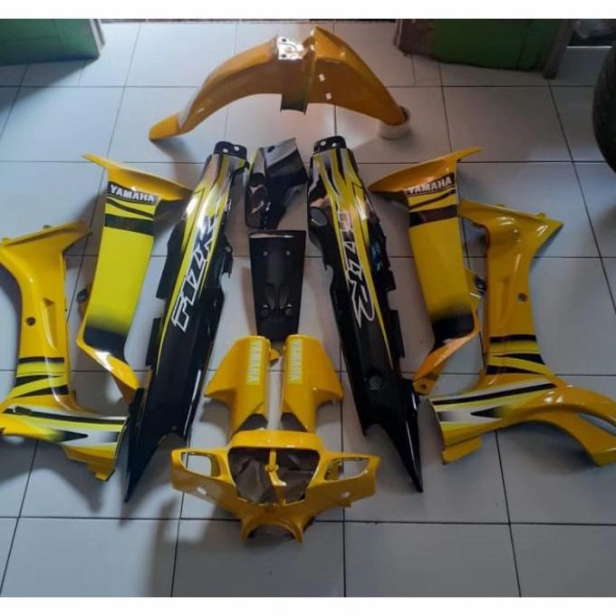 full set cover body halus yamaha fiz r kuning hitam
