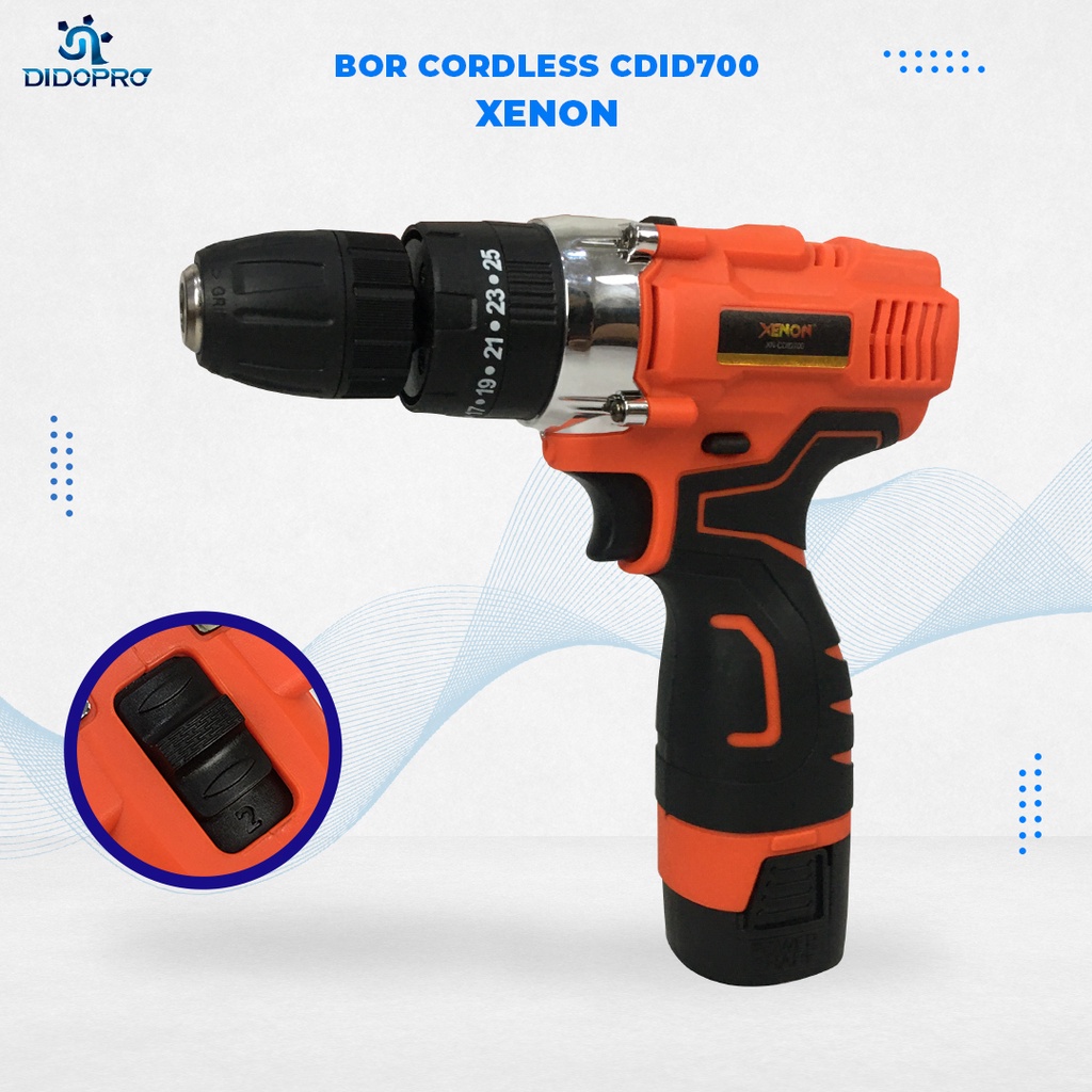 XENON CDID700 MESIN BOR BETON CAS BATERAI CORDLESS IMPACT DRILL 14.4 V