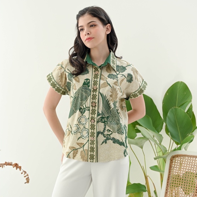 Kemeja Batik Wanita Lengan Pendek / Baju Batik Kantor - 259 IJO