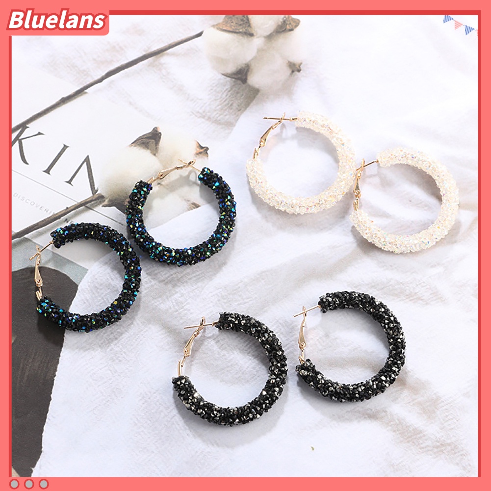 Bluelans Lady Elegant Round Circle Hoop Earrings Wedding Jewelry Party Cocktail Gift