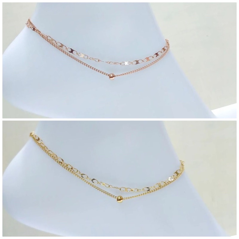 Gelang kaki boba rantai titanium 2 layer