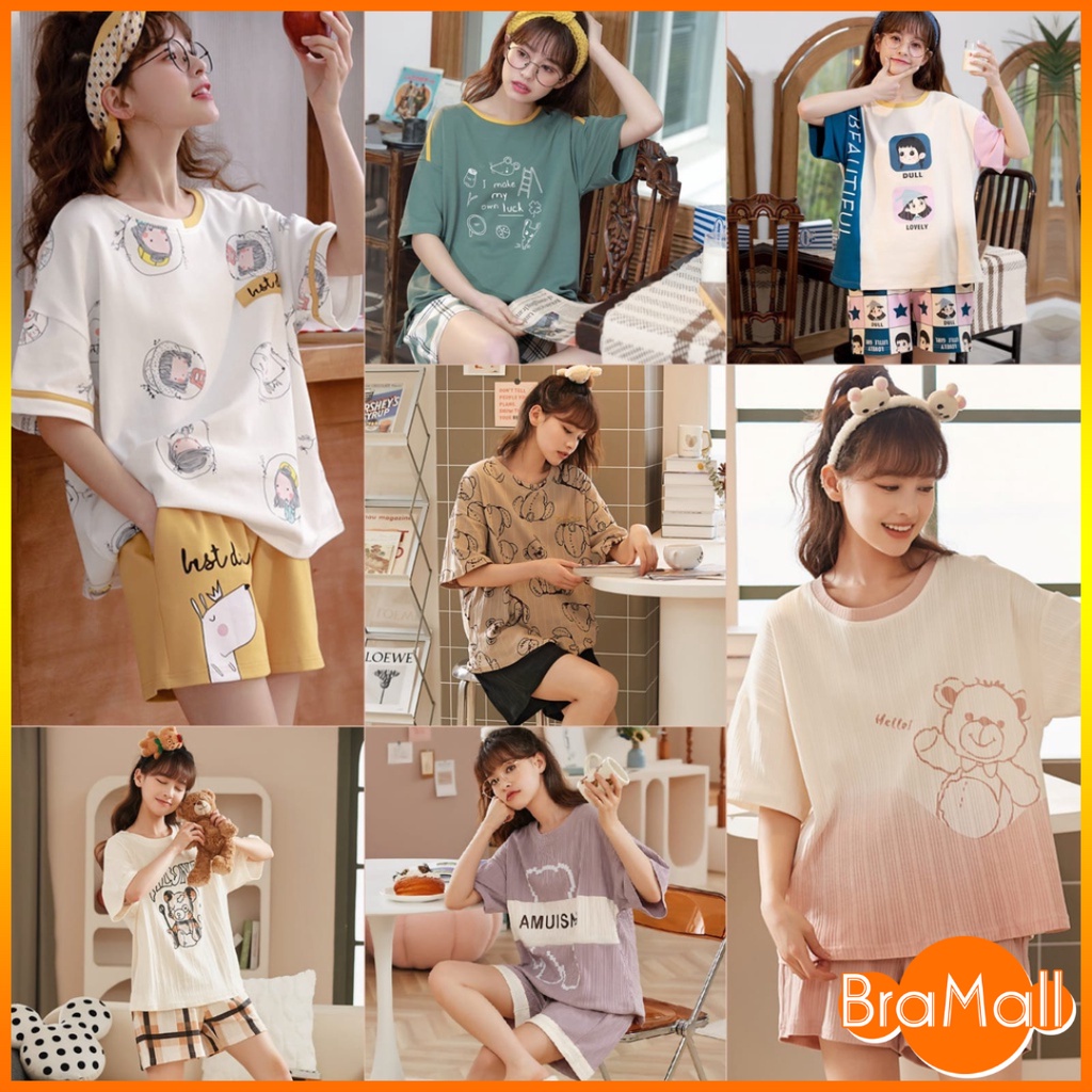 【 Bra Mall 】BM-329 Setelan baju tidur wanita Import motif banyak karakter kualitas bagus