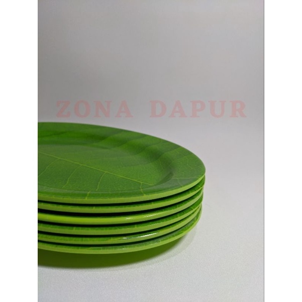 (6 pcs / 1 lusin) - Piring Oval Melamin Motif Daun (10 inch), Piring Saji Melamin Daun, Piring