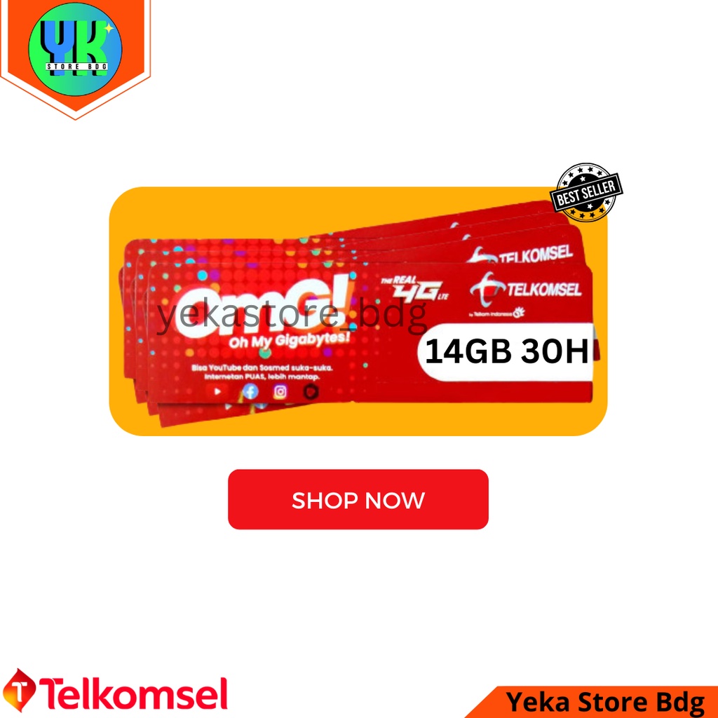 Voucher Kuota Telkomsel 14GB Masa Aktif 30 Hari Zona Jawa Barat & Jabodetabek SEGEL