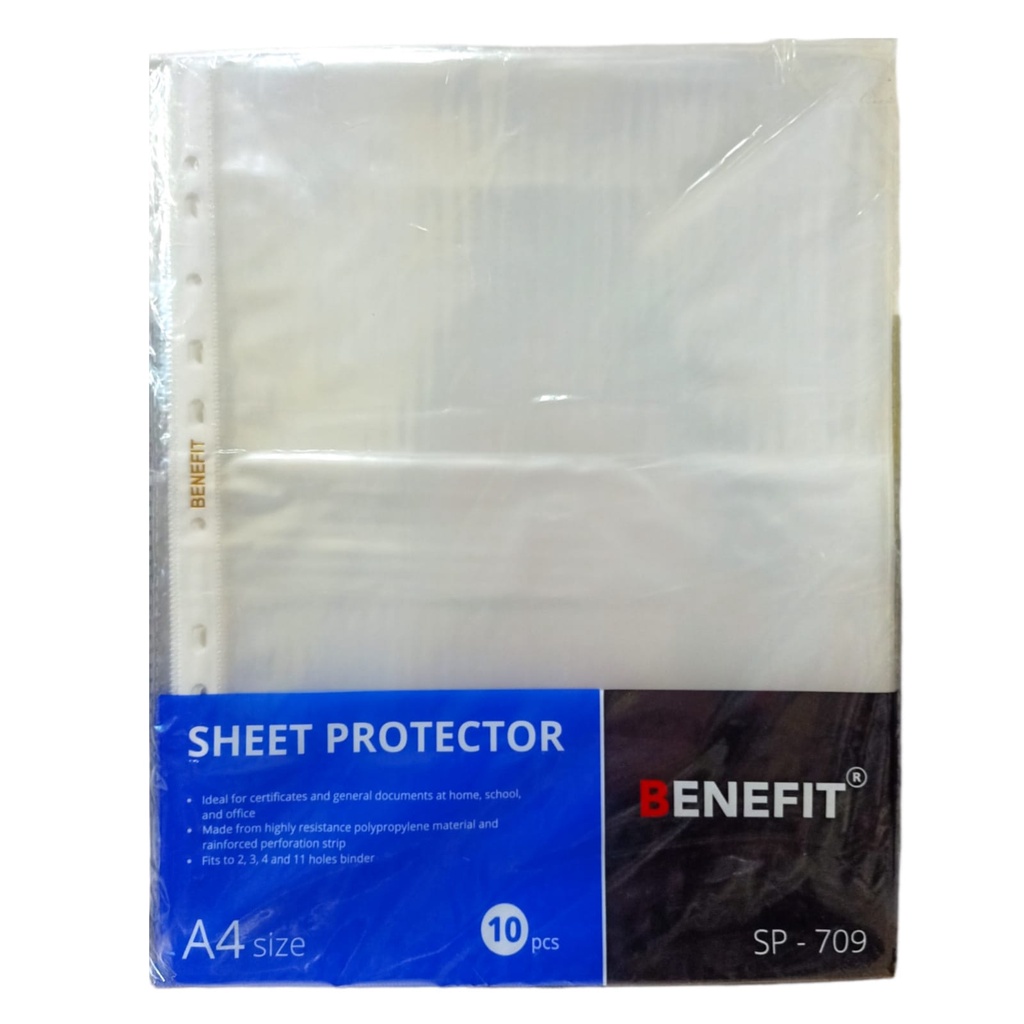 

Benefit PP Pocket Clear A4 0,10 mm (Pak Isi 100 Sheet)