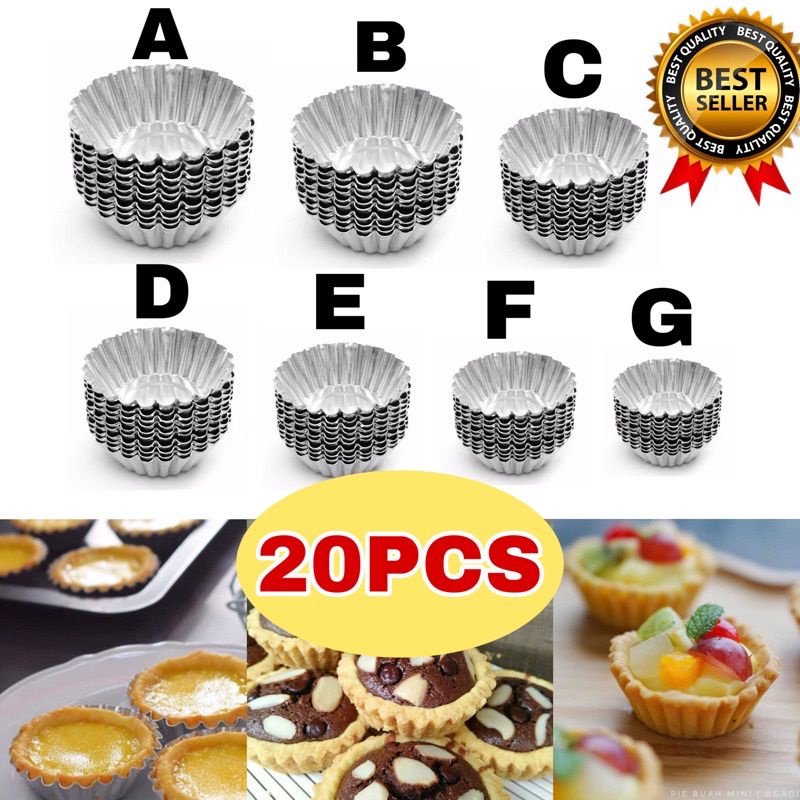 Cetakan pie mini isi 20pcs / pie susu / pie  buah / kue sus Alumunium