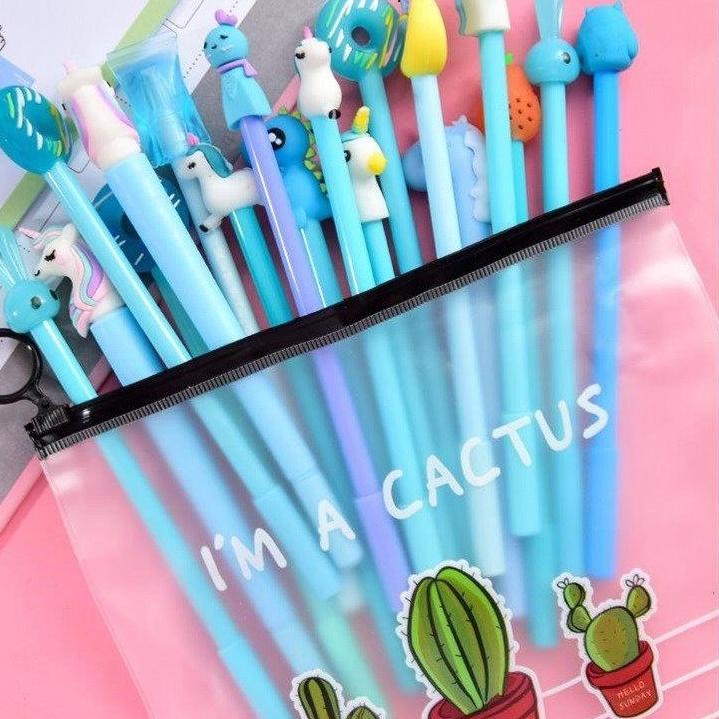 

Special - ELFYDO - HL0078 Pena Set Karakter Cartoon isi 20 Pcs Plus Pouch Transparant Pulpen Set Import ア