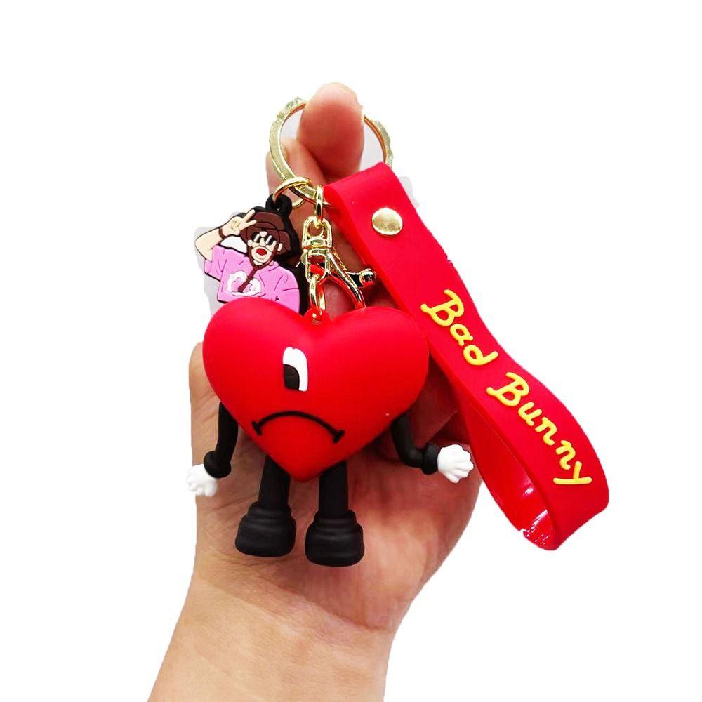 Lanfy Bad Bunny Keychain Lucu Kreatif Untuk Teman Gantungan Kunci Hadiah Gantungan Kunci Mobil Cinta Merah Hati Hadiah Kunci Gesper Key Lanyard