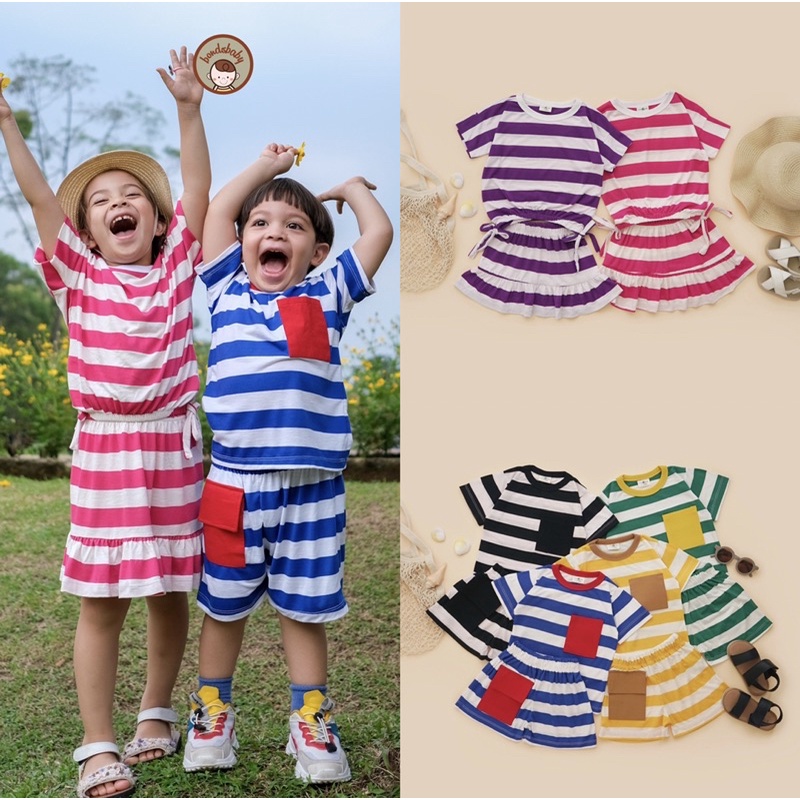 ARDEN ARETA Stripe Set Couple 1-5thn / Setelan Anak