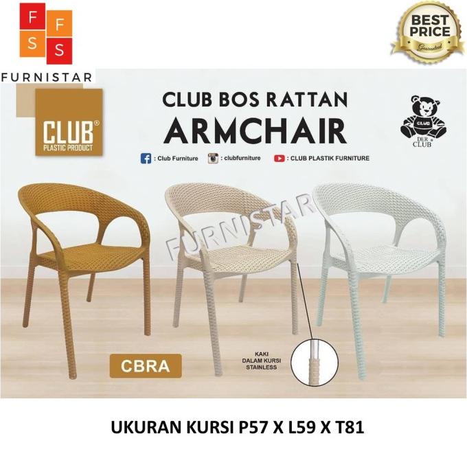 Kursi Teras Rotan Plastik Club / Kursi Cafe / Kursi Outdoor