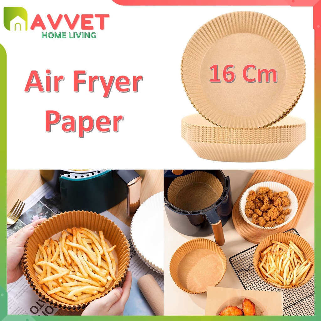 AVVET Air Fryer Paper ±40-50 Pcs Anti Lengket 16cm Kertas Alas Airfryer ±40-50pcs Baking Paper Tahan Minyak Sekali Pakai Murah