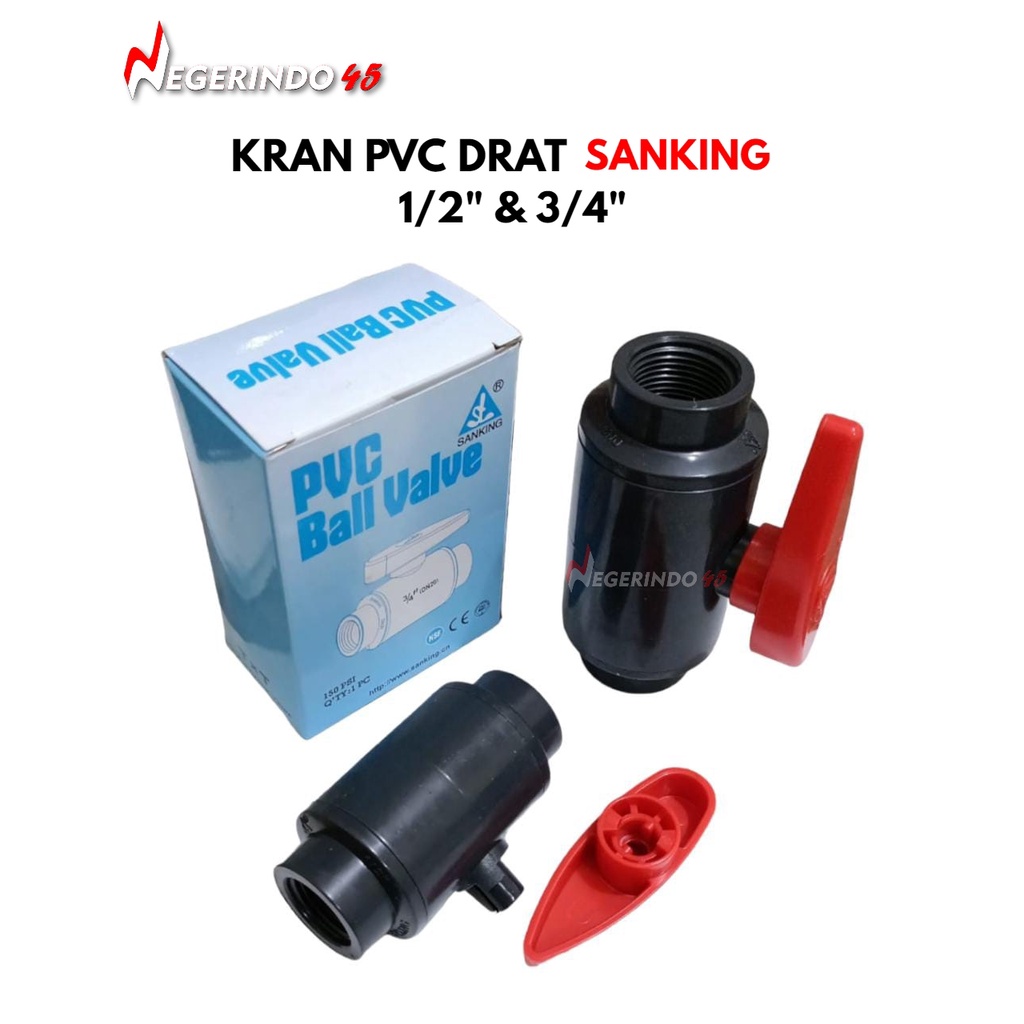 Stop Kran pvc drat / ball valve pvc drat sanking ½ / ¾ / Ball Valve PVC Drat Kran Air Industri