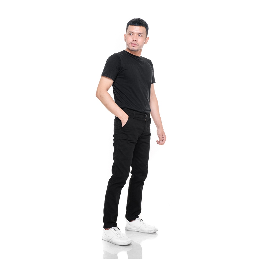 Dottore Black | Celana Panjang Chino Hitam Pria Cowok Basic Chino Pants | FORIND x Giant Flames