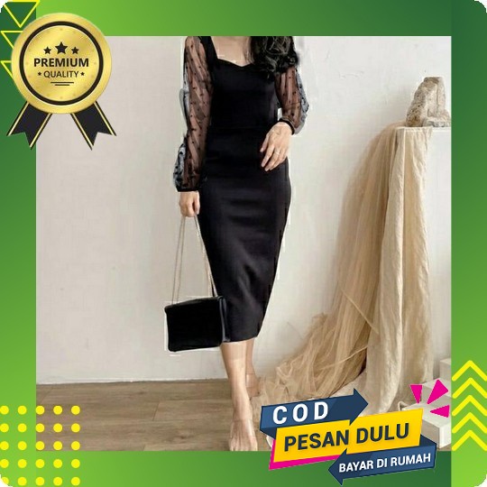 (Bisa Cod) Dress Amour / Dress Natal Brukat / Dress Pesta Brukat / Dress Korean Casual / Dress Moder