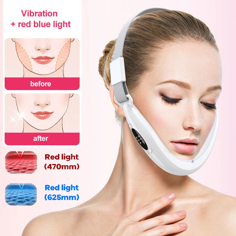 Vshape Alat Facial Slimming Wajah Ems Micro Current Pijat Elektrik Setrika Wajah V-Type Lifter Red Blue LED Photon Therapy Alat kecantikan penirus pipi