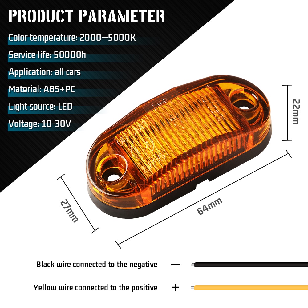 Lampu Peringatan Samping led 12V 24V Untuk Bus SUV Truk Trailer