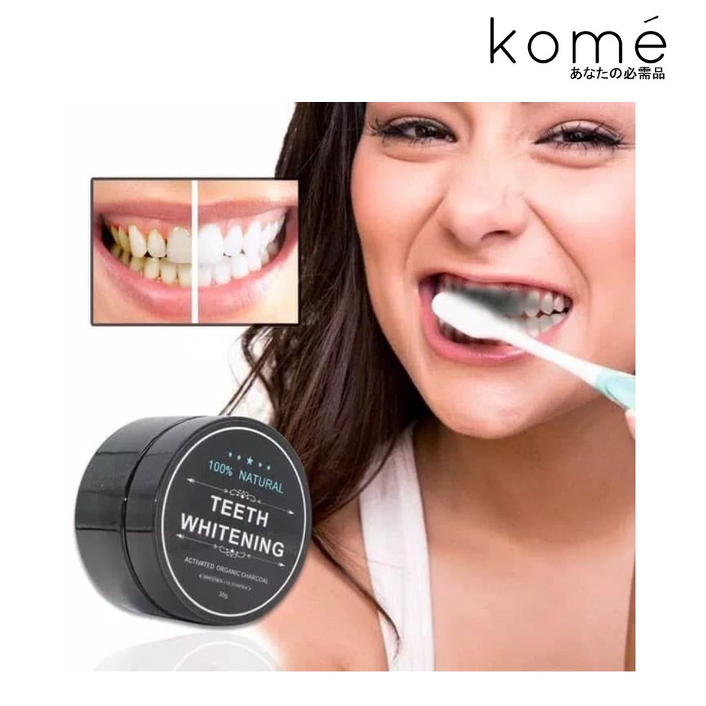 Pemutih Gigi Alami Teeth Whitening Charcoal Powder Black