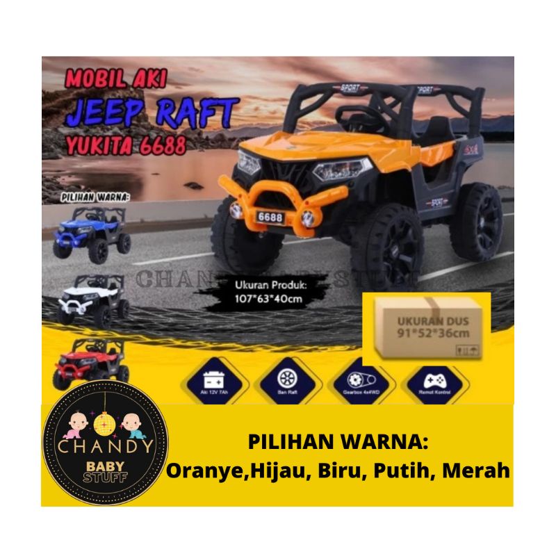 MAINAN MOBIL AKI ANAK YUKITA 6688 JEEP RAFT