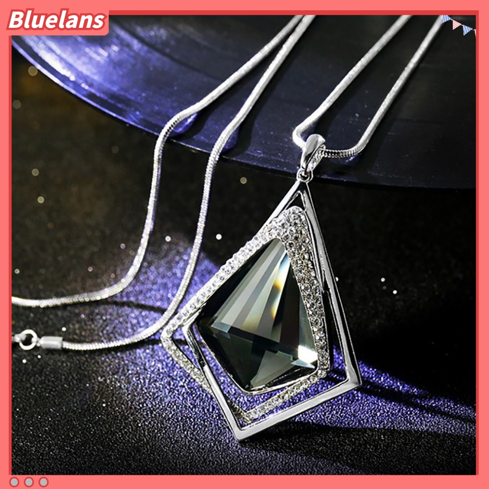 Bluelans Women Fashion Diamond Pendant Long Sweater Chain Necklace Party Jewelry Gift