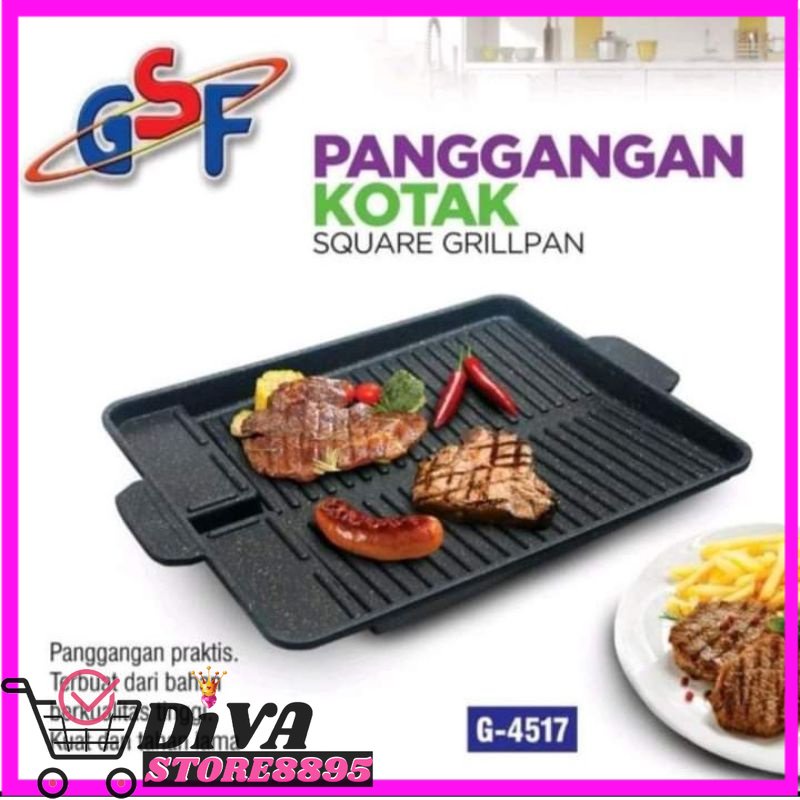 Alat Panggang BBQ kotak Serbaguna/ Square Grill Pan GSF G-4517/Panggangan Kotak merk gsf