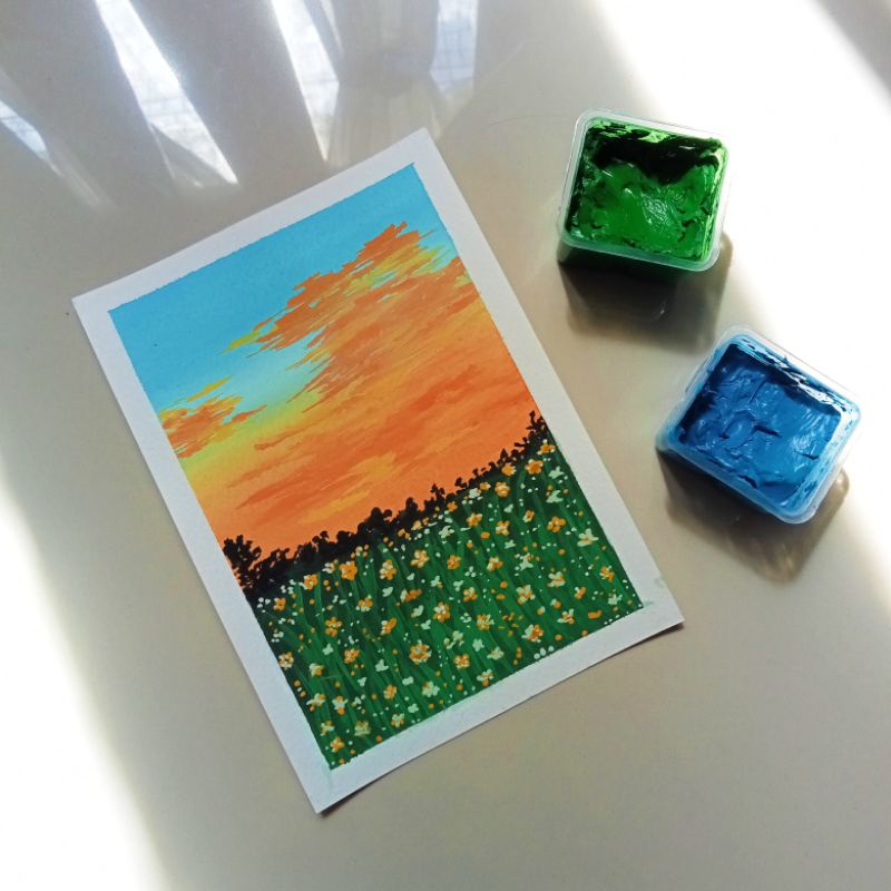 

Lukisan Bunga Sunset | media cat gouache | Handmade