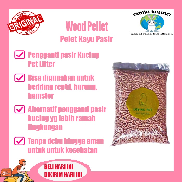 Wood Pellet Kayu Litter Pelet Pasir Kucing Best Natural Loving Pet 5 KG