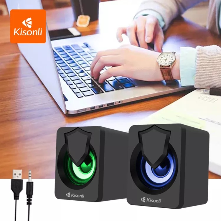 KISONLI - Speaker 2.0 Komputer / Laptop Multimedia Lampu LED L-1030 Hitam-1