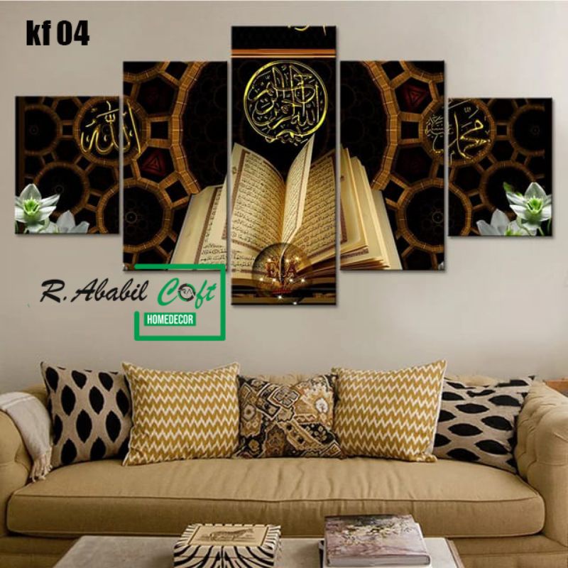 PRODUSEN WALL DECOR - HIASAN DINDING KALIGRAFI ISLAMI AYAT KURSI TAUHID MEWAH ELEGAN PEMIUM - PAJANG