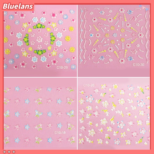 [Bayar Di Tempat][bluelans]? 50 Lembar Stiker Nail Art Manicure DIY Desain Bunga Kupu-Kupu 3D Campur