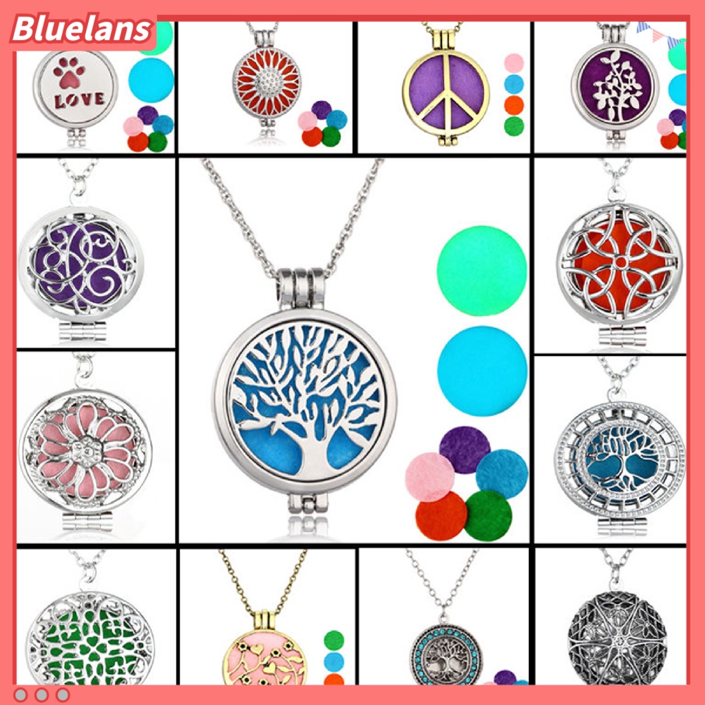 Bluelans Necklace Hollow Aromatherapy Locket Essential Oil Diffuser Alloy Perfume Locket Pendant for Women