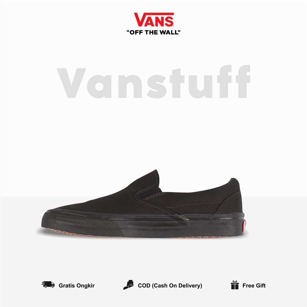 Vans Slip On Full Black Original  BNIB Couple Pria Wanita Global Market Waffle EVB Ori Authentic Hitam