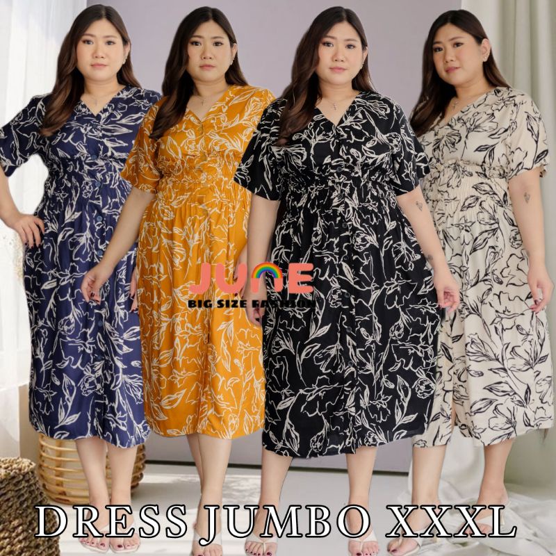 JUNE - DRESS WANITA SIZE JUMBO LD 120 cm XXXL/DRESS MAXI JUMBO WANITA