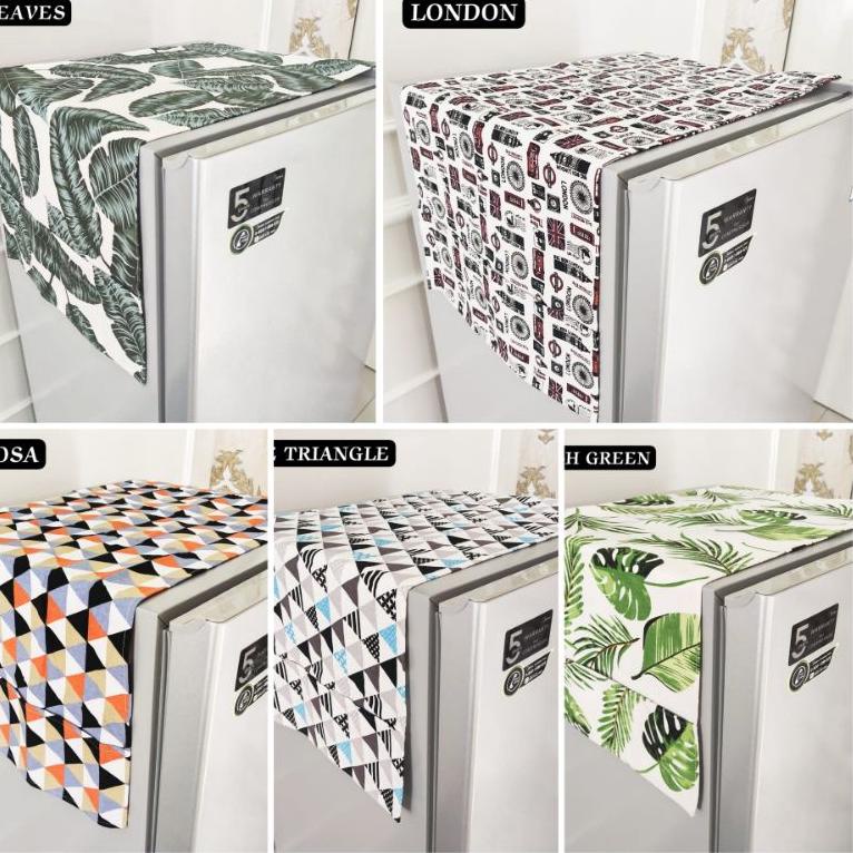 ST.18Oc22ᴬ– Tutup Kulkas 1 dan 2 Pintu Bahan Kanvas | Taplak Kulkas Set Murah | Cover Kulkas