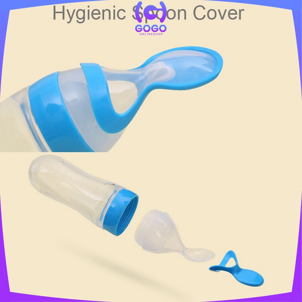 GOGO-C49-50 Botol Sendok Makan Bayi Botol Susu Dot Sendok Bubur MPASI Baby Spoon Feeder Food Grade