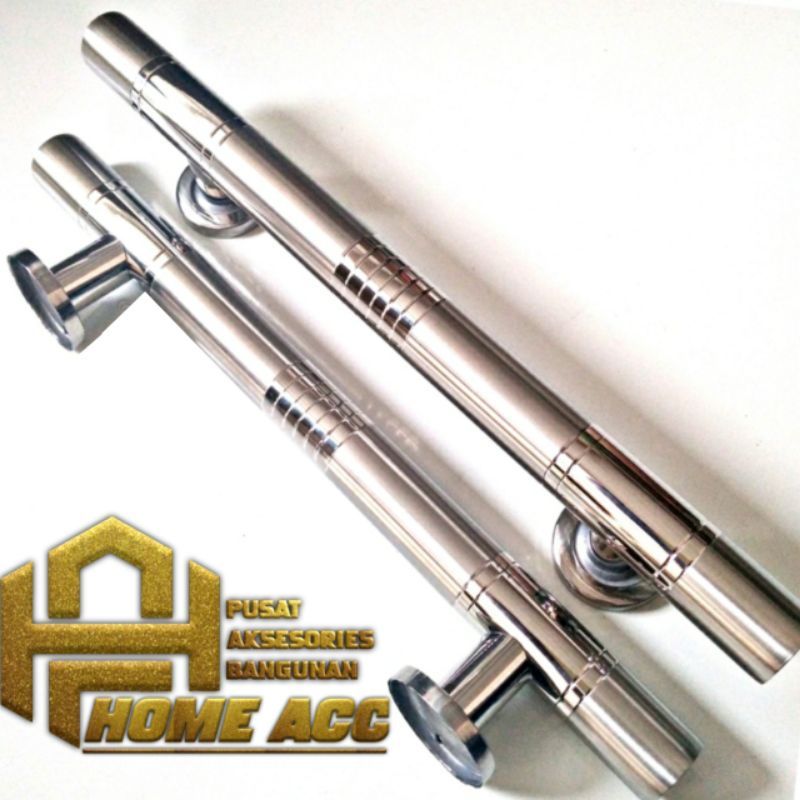 handle pintu 33 cm tabung warna stainless glossy pegangan pintu kupu tarung, tarikan pintu stenlis, 