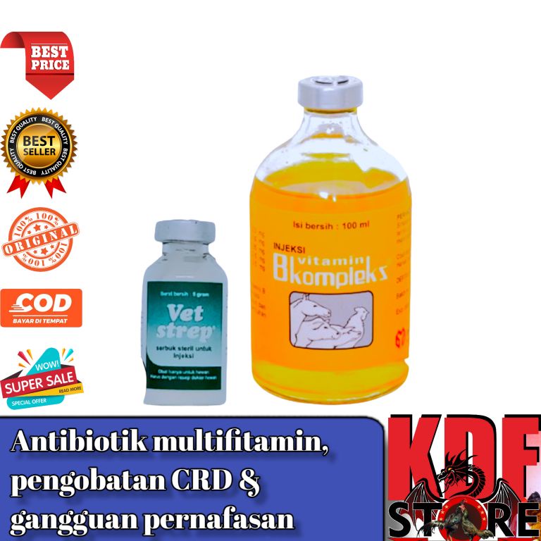 Set Vet Strep 5gram B Kompleks 100ml Obat Antibiotik Unggas Anjing CRD Korisa Ayam