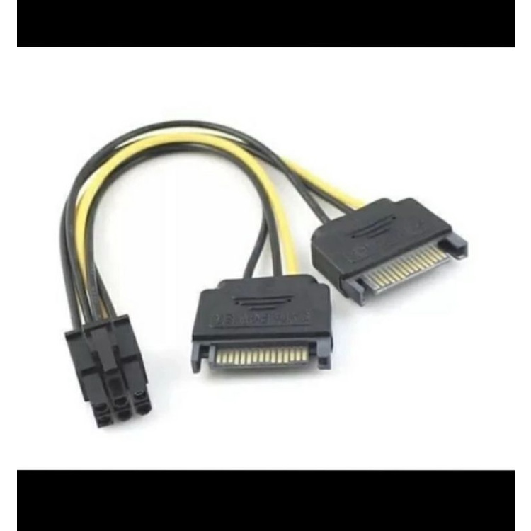 SKU - 1295 KABEL DUAL SATA 15 PIN MALE SPLITTER TO 6 PIN PCIE CABANG