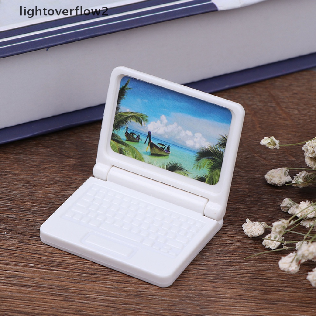 (lightoverflow2) Mainan Miniatur Komputer / laptop Modern Untuk Aksesoris Rumah Boneka (ID)