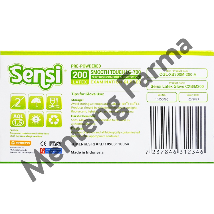 Sensi Latex Examination Gloves (Sarung Tangan Medis) Size M - Isi 200