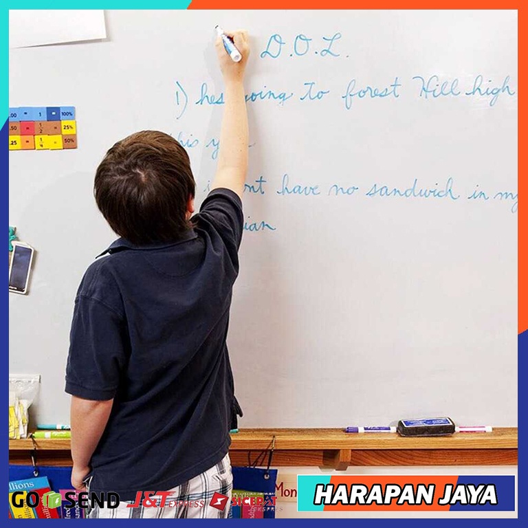 H&amp;F Stiker Dinding Papan Tulis Whiteboard Flexible Untuk Belajar Dan Bermain Anak 200 x 45 cm - HF514