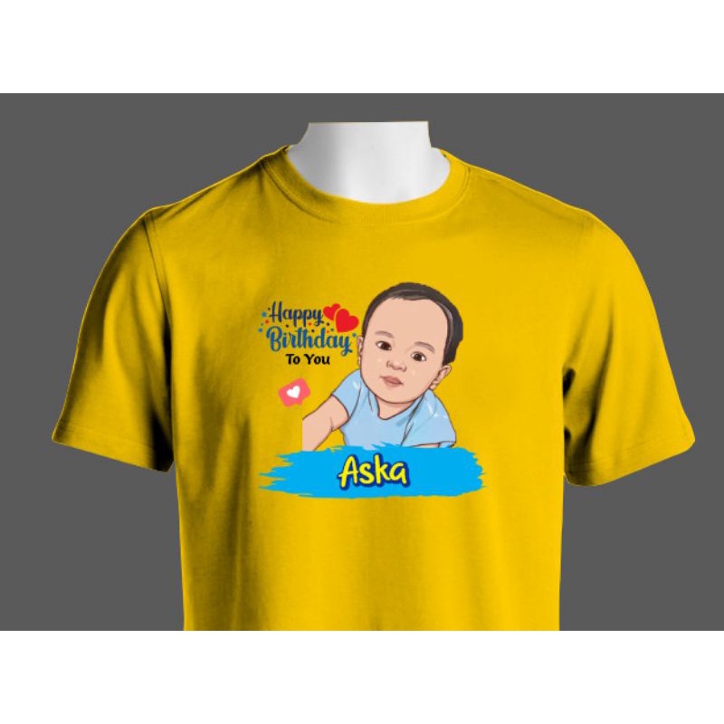kaos foto anak bisa custom nama & foto kartun
