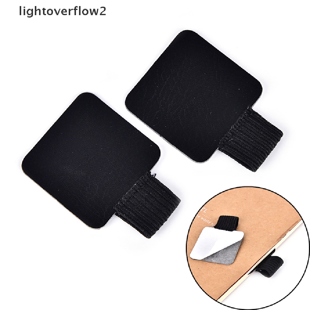 (lightoverflow2) Klip Holder Pulpen Bahan Kulit PU Dengan Perekat Untuk Notebook / Diary