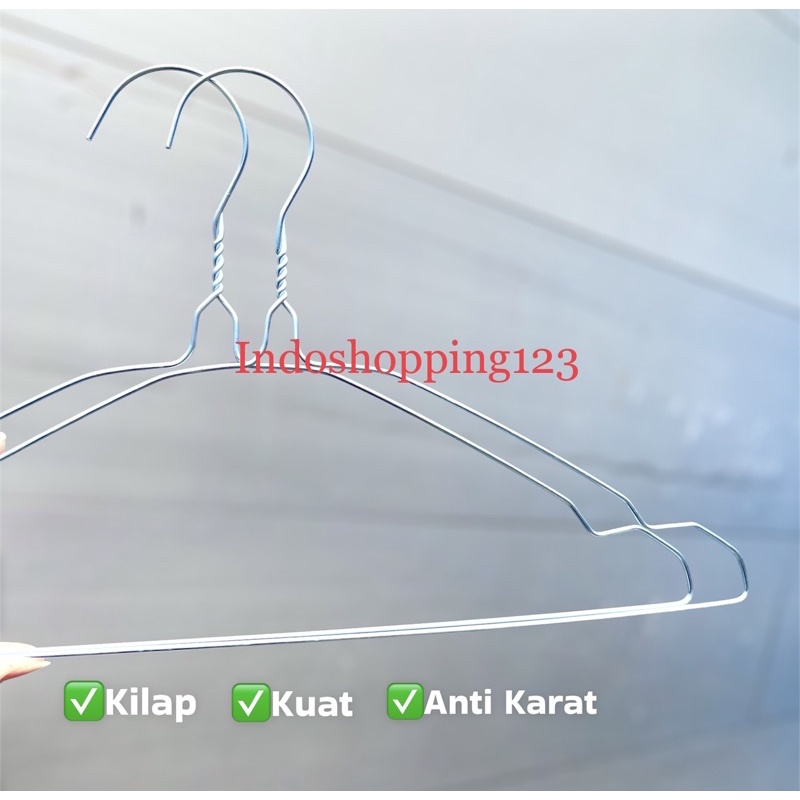 40PCS - Gantungan Baju Kawat Dewasa Anti Karat - Hanger Baju - Gantungan Baju Silver