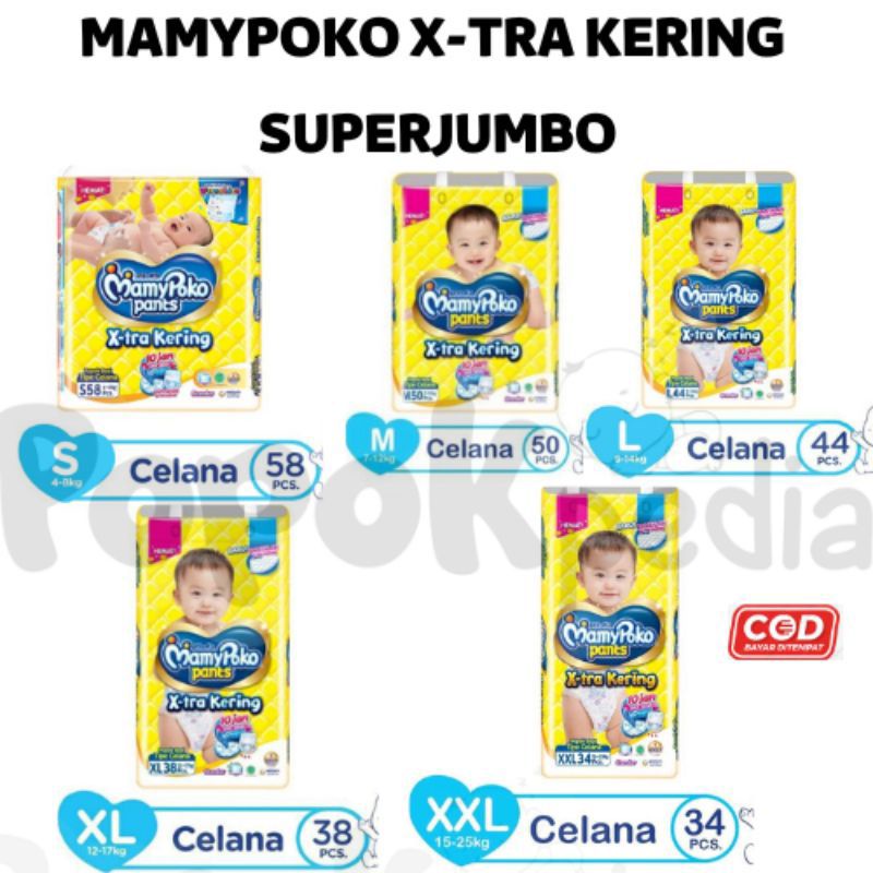 MAMYPOKO XTRA KERING SUPERJUMBO S58 M50 L44 XL38 XXL34 mamypoko superjumbo
