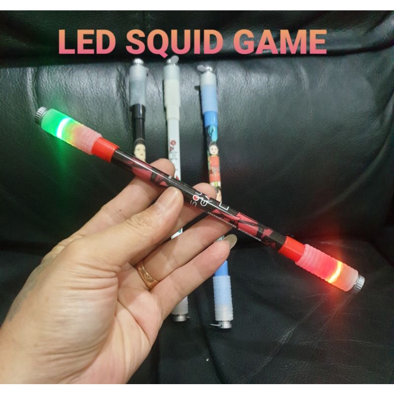 LED SQUID GAME SPINNING PEN / PEN PUTAR / PEN AJAIB / PEN ANTI STRESS / PEN BALANCE BISA PILIH WARNA